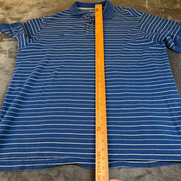 Duluth Trading Polo Shirt Blue Striped Short Sleeve Casual Golf Mens Extra Large - Picture 7 of 8
